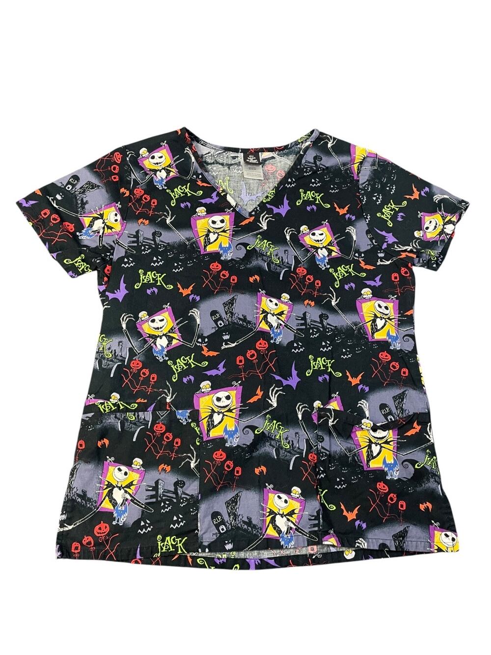 Disney Women’s Small Tim Burton’s The Nightmare Before Christmas Scrub Shirt
